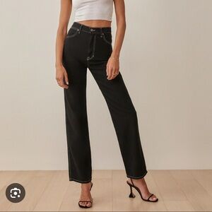 Reformation Cowboy High Rise Black Straight Jeans